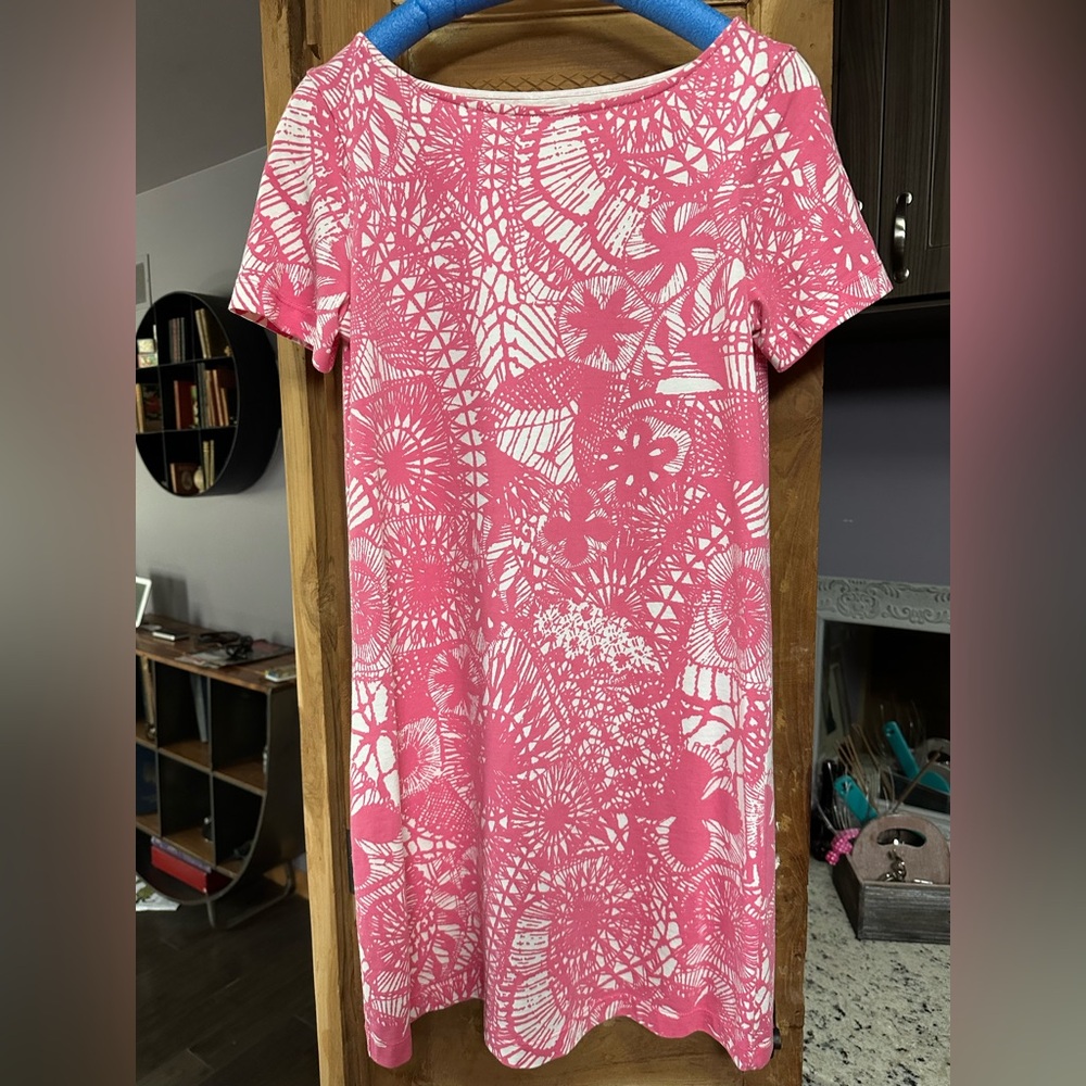 Tory Burch Pima Cotton t shirt dress pink coral sand dollar ocean beach small
